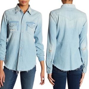 NWT | MOTHER | Shady Ex's Distressed Denim Shirt